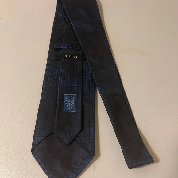 Gucci Gg Pattern Tie Made In Italy Silk Thick Black mens tie, long. - Picture 4 of 12